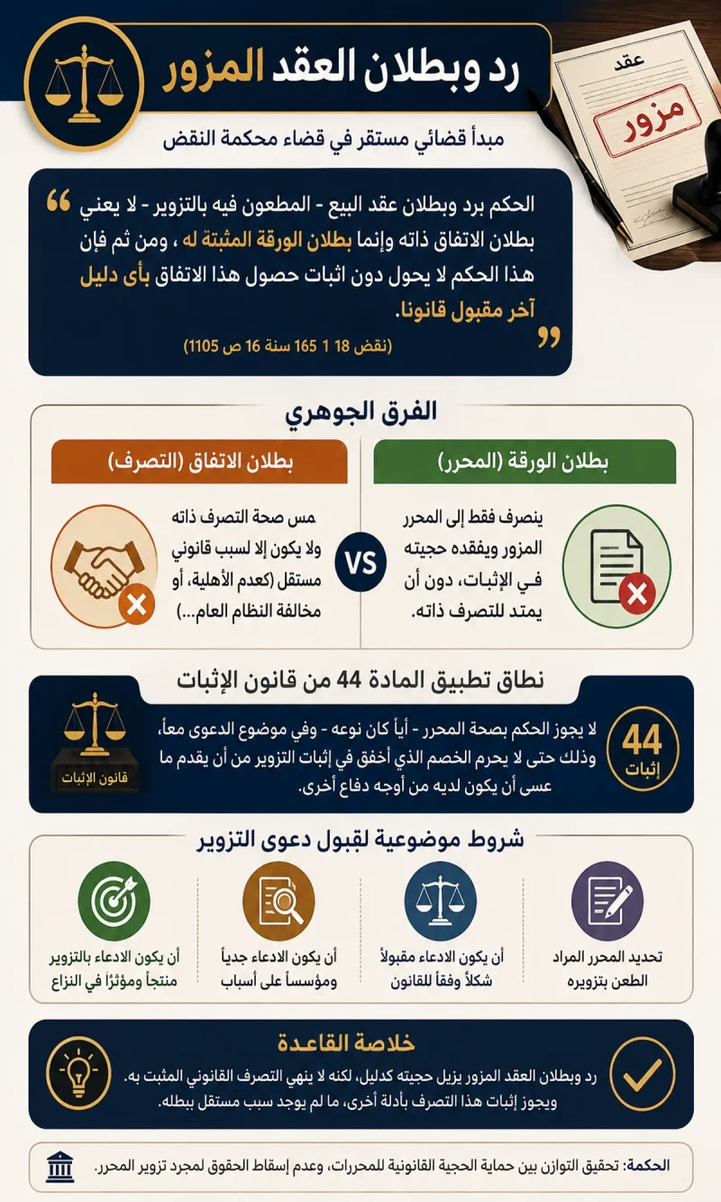 رد وبطلان العقد المزور في القانون