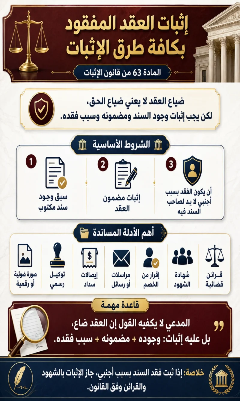 إثبات العقد المفقود وطرق الإثبات