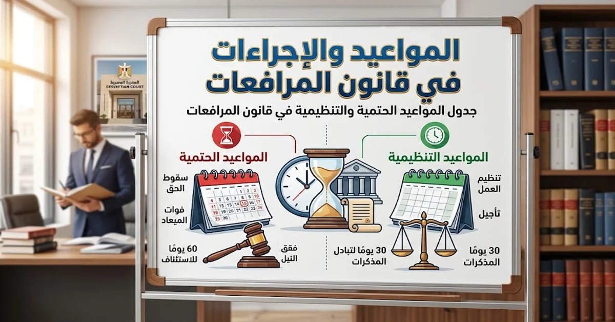 الدليل الشامل في المواعيد والإجراءات في قانون المرافعات المصري