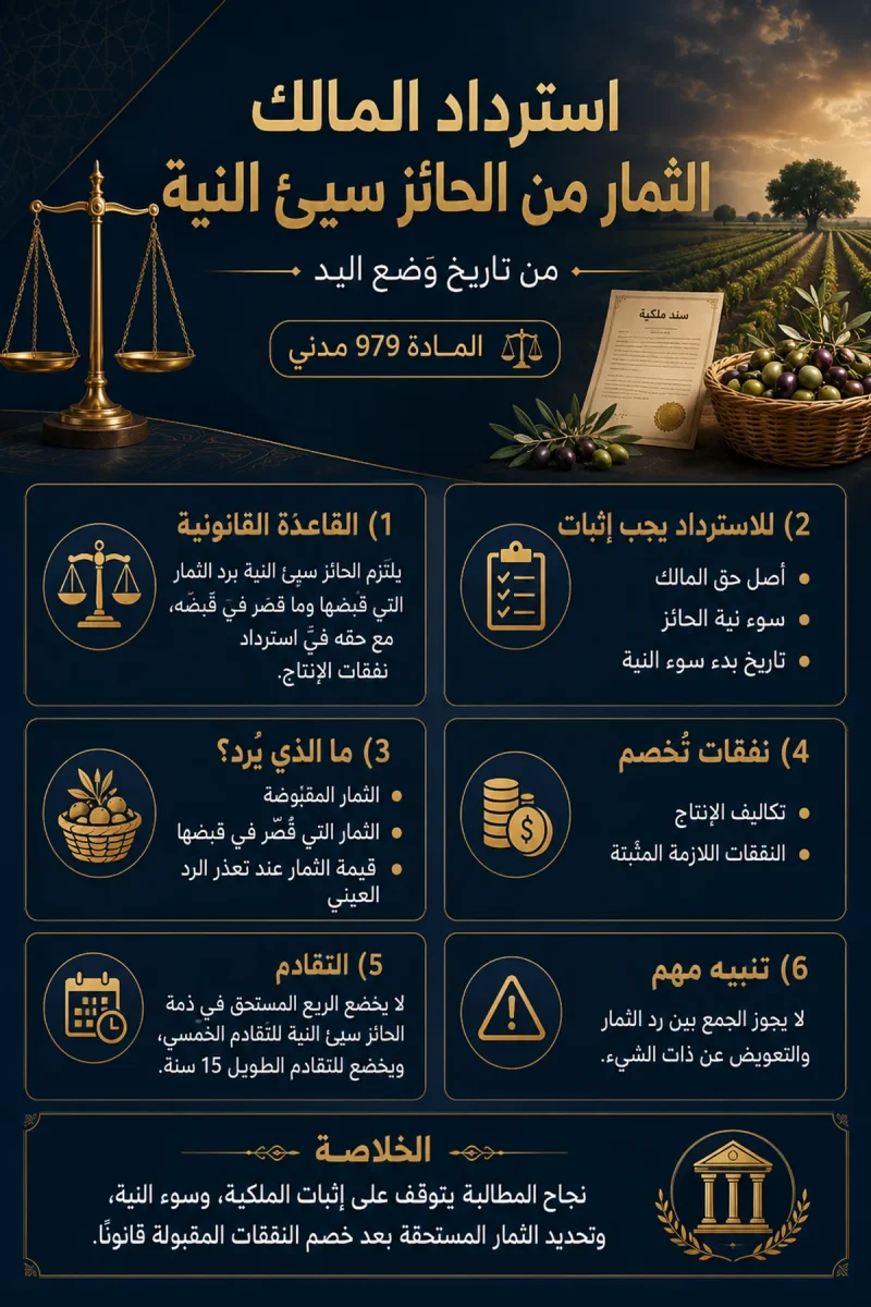 انفوجرافيك استرداد الثمار من الحائز سيئ النية