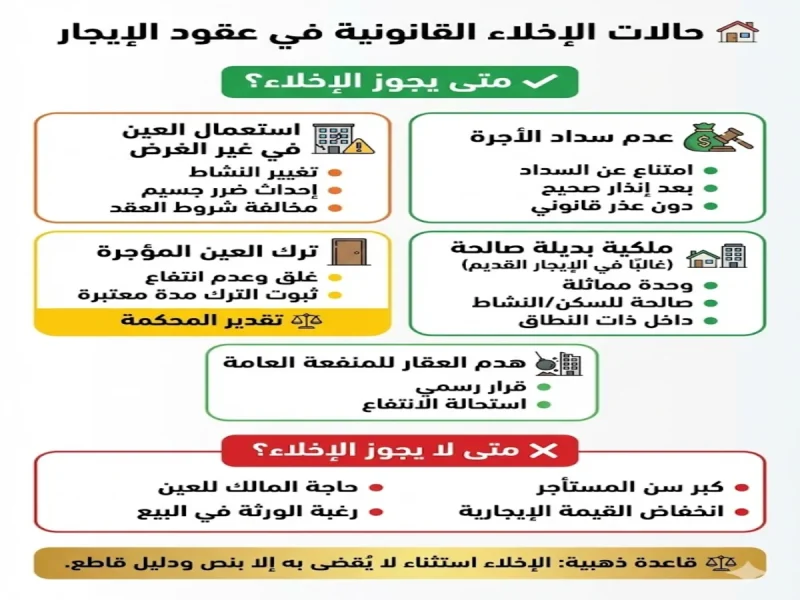 حالات الإخلاء القانونية في عقود الإيجار