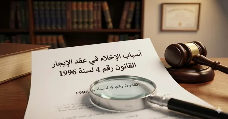 أسباب الاخلاء في عقد الايجار القانون رقم 4 لسنة 1996