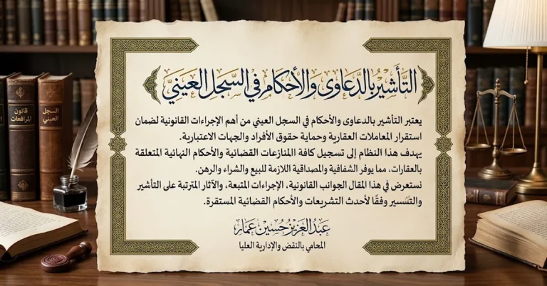 التأشير بالدعاوى والأحكام في السجل العيني