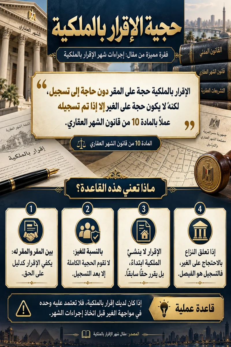 حجية الإقرار بالملكية_ دليل التسجيل العقاري
