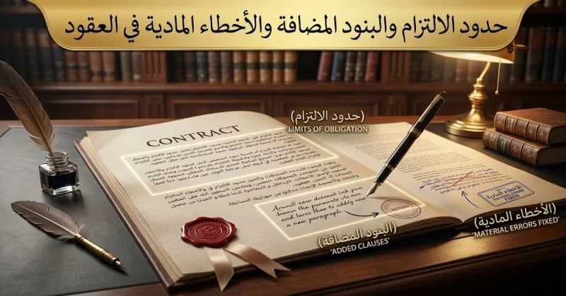 حدود الالتزام والبنود المضافة والأخطاء المادية في العقود