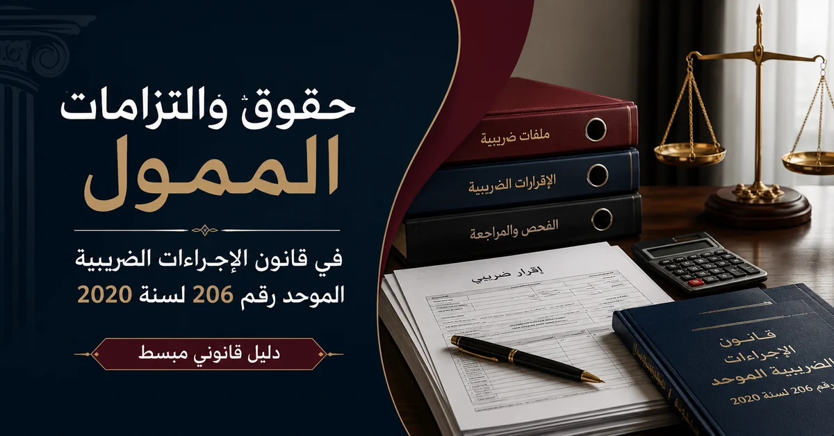 حقوق الممول في قانون الإجراءات الضريبية الموحد 206 لسنة 2020 حقوق والتزامات الممول في قانون الإجراءات الضريبية الموحد رقم 206 لسنة 2020