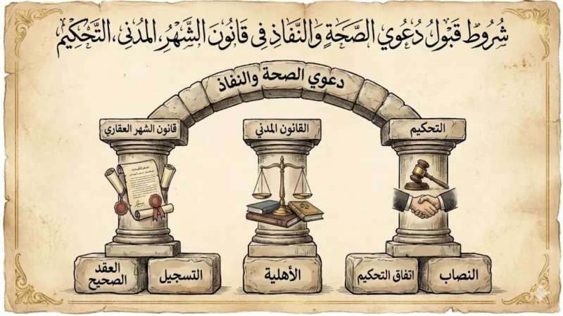 شروط قبول دعوي الصحة والنفاذ فى قانون الشهر، المدنى، التحكيم