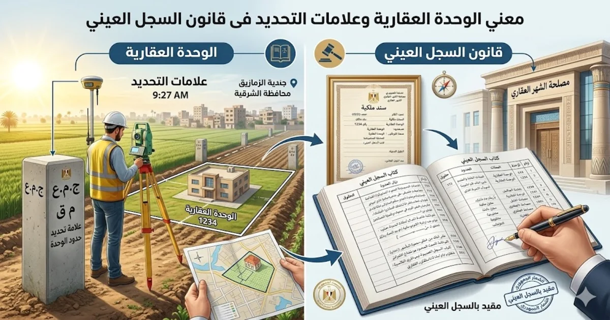 معني الوحدة العقارية وعلامات التحديد فى قانون السجل العيني