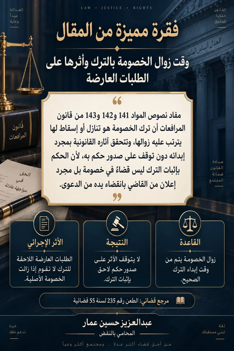 انفوجرافيك قانوني عن زوال الخصومة