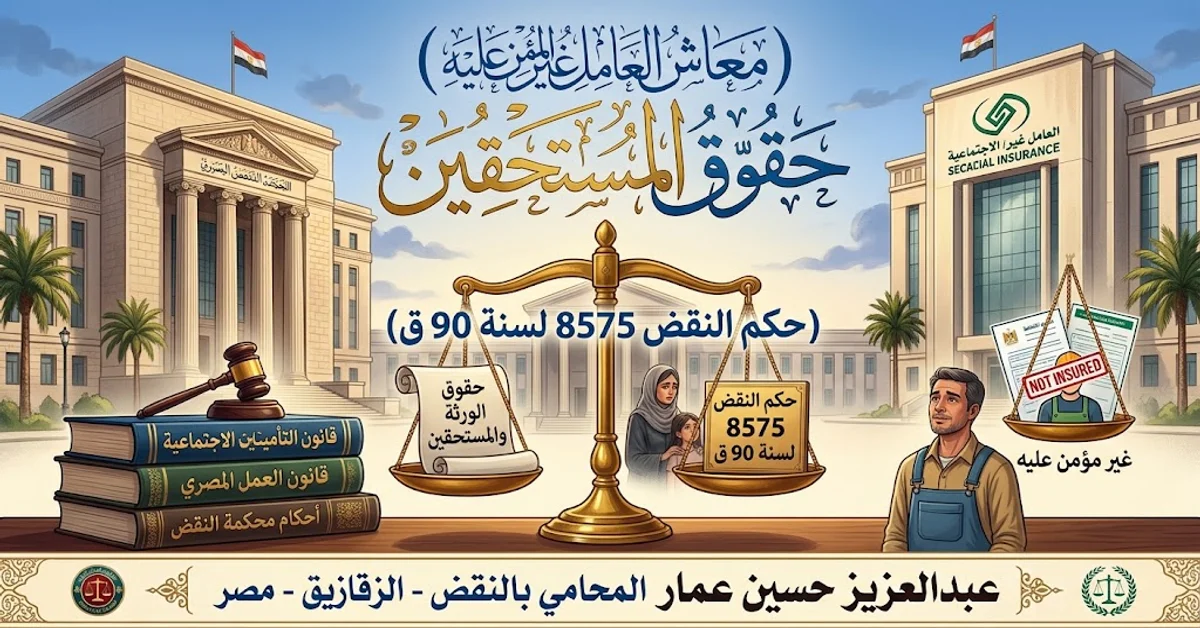 معاش العامل غير المؤمن عليه وحق الورثة وحكم النقض 8575 لسنة 90 ق