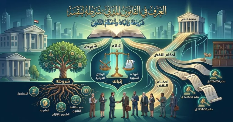 العرف في القانون المدني شروطه وإثباته وأحكام النقض