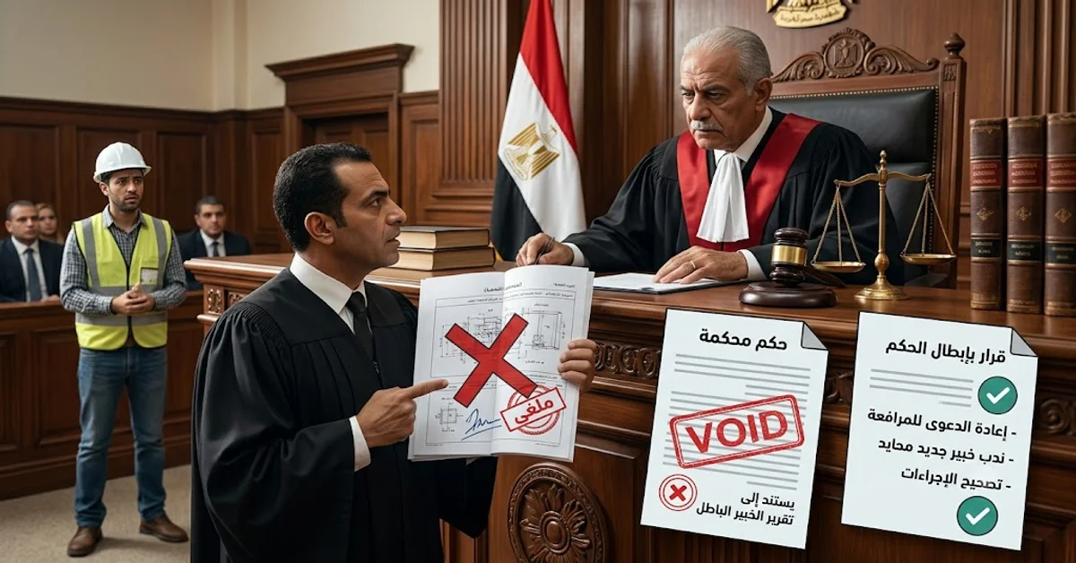 بطلان استناد الحكم لتقرير خبراء باطل: مصير الحكم المسند إلى التقرير باطل