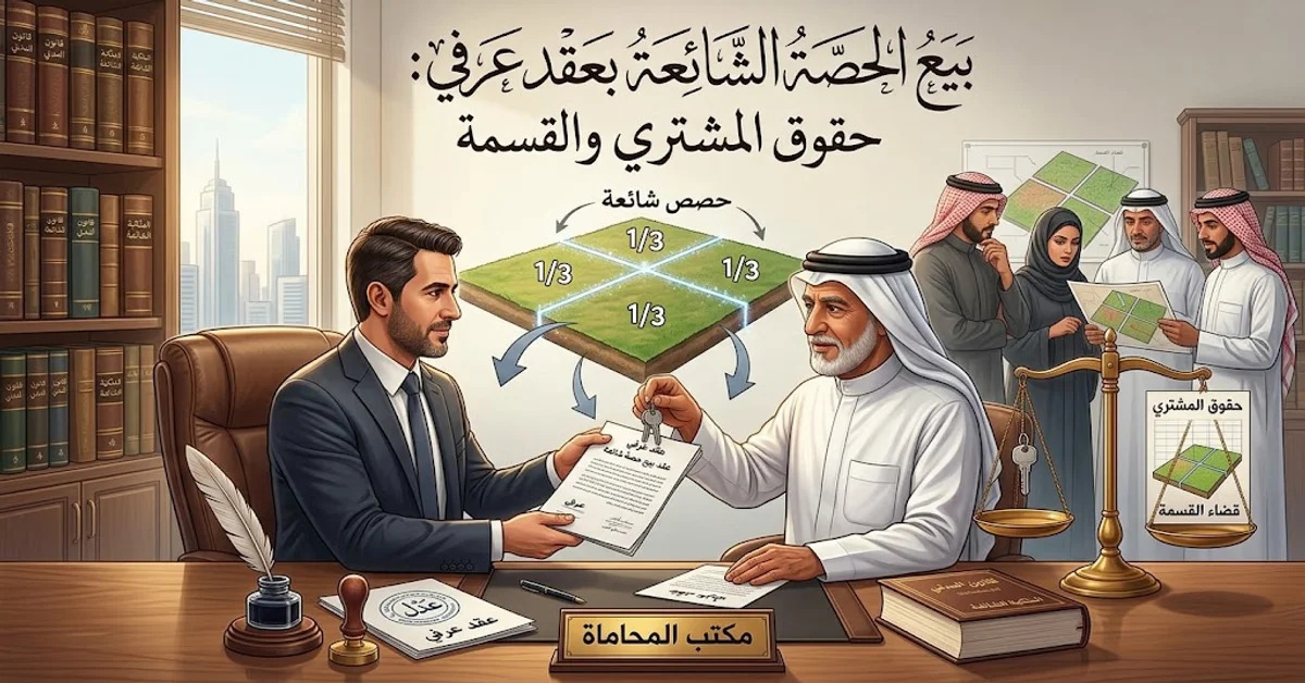بيع الحصة الشائعة بعقد عرفي وحقوق المشتري والقسمة