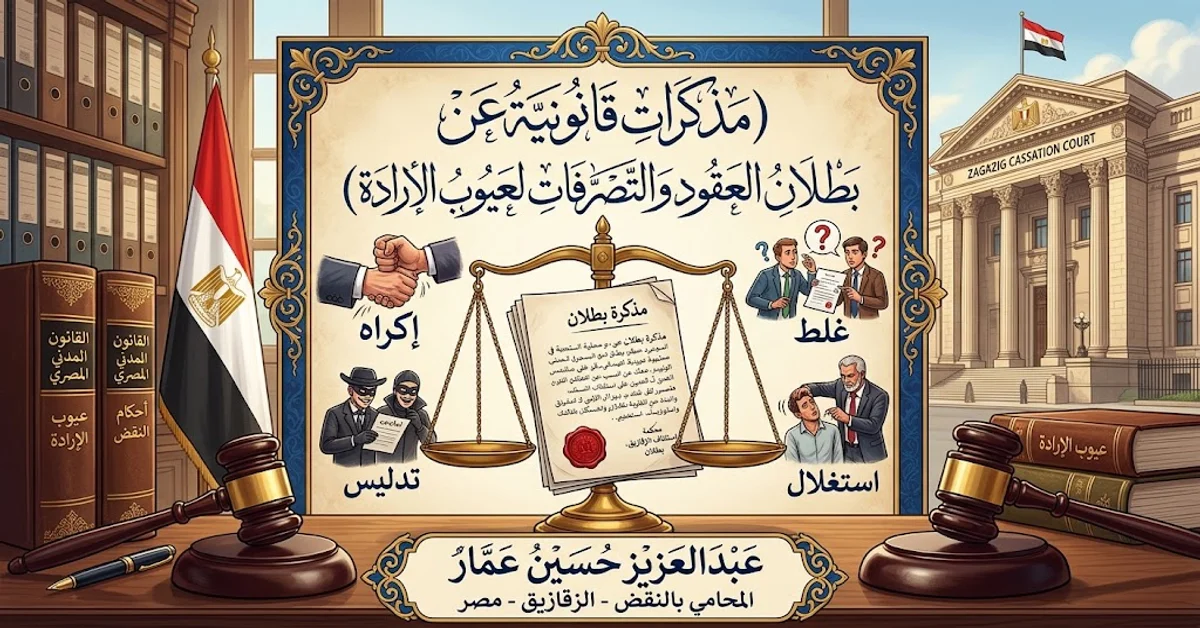 مذكرات قانونية في إبطال العقود للغلط والتدليس والإكراه