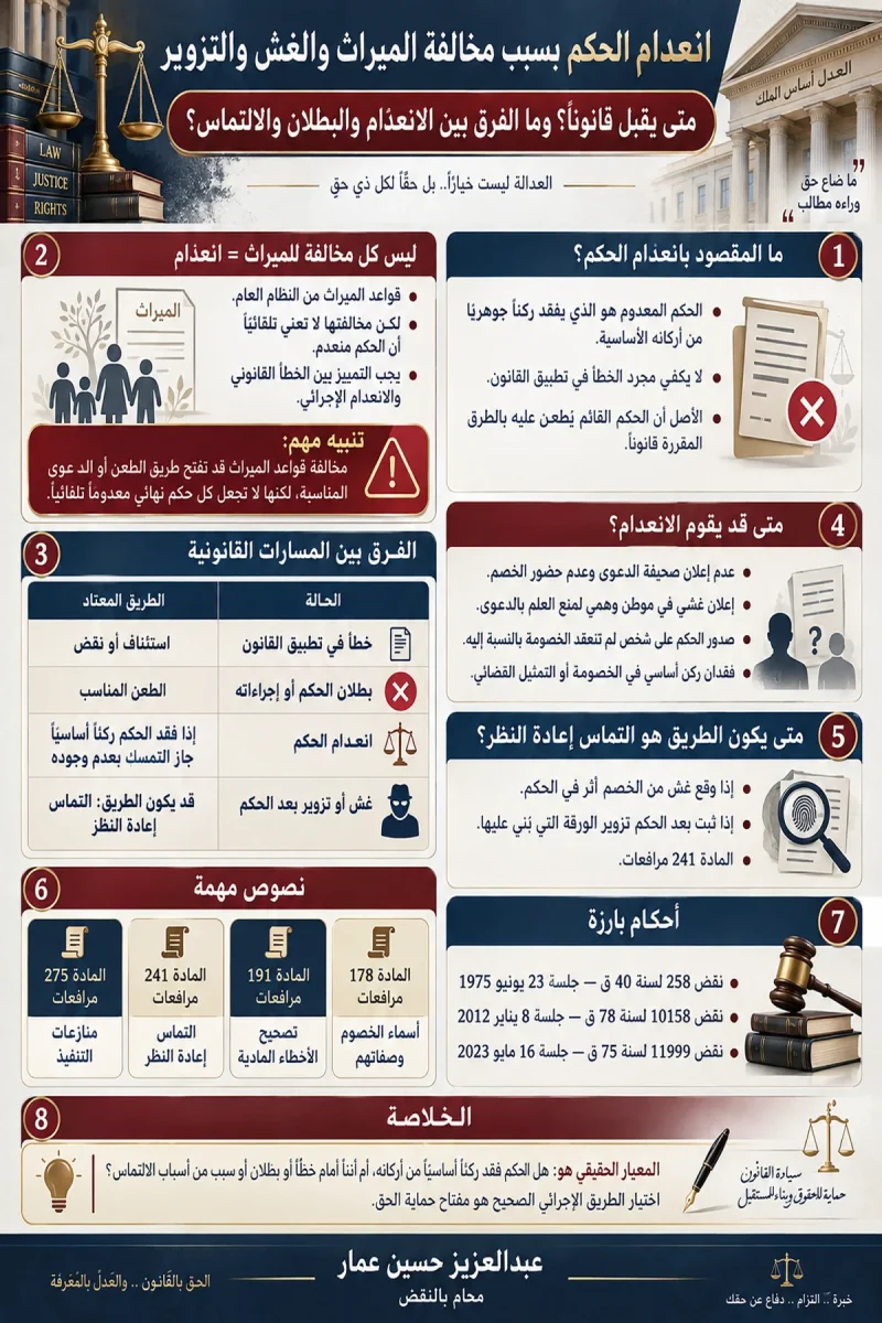 إنفوجرافيك قانوني عن انعدام الحكم والميراث