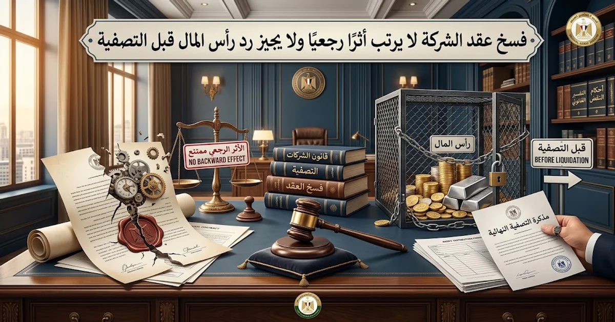 فسخ عقد الشركة لا يرتب أثرًا رجعيًا ولا يجيز رد رأس المال قبل التصفية