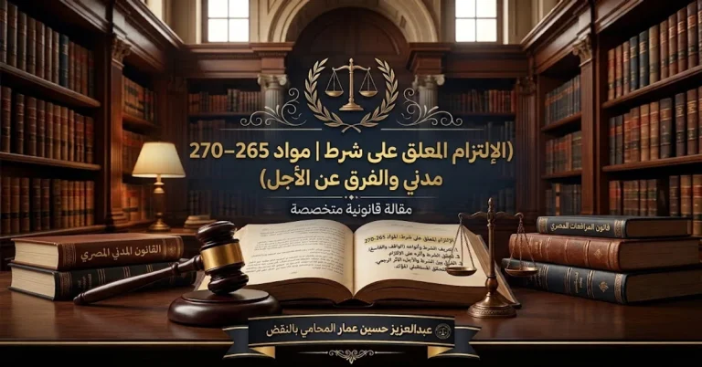 الإلتزام المعلق على شرط مواد 265–270 مدني والفرق عن الأجل الإلتزام المعلق على شرط | مواد 265–270 مدني والفرق عن الأجل