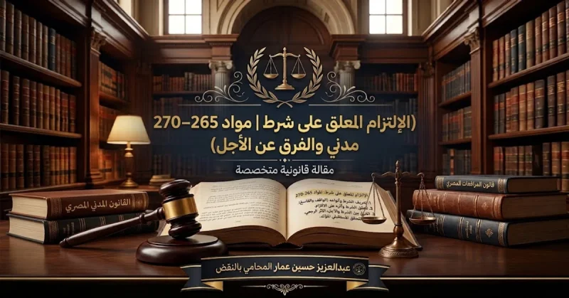 الإلتزام المعلق على شرط مواد 265–270 مدني والفرق عن الأجل الإلتزام المعلق على شرط | مواد 265–270 مدني والفرق عن الأجل