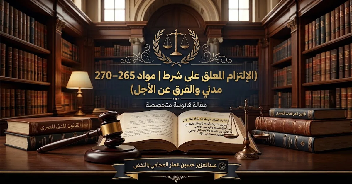 الإلتزام المعلق على شرط مواد 265–270 مدني والفرق عن الأجل الإلتزام المعلق على شرط | مواد 265–270 مدني والفرق عن الأجل