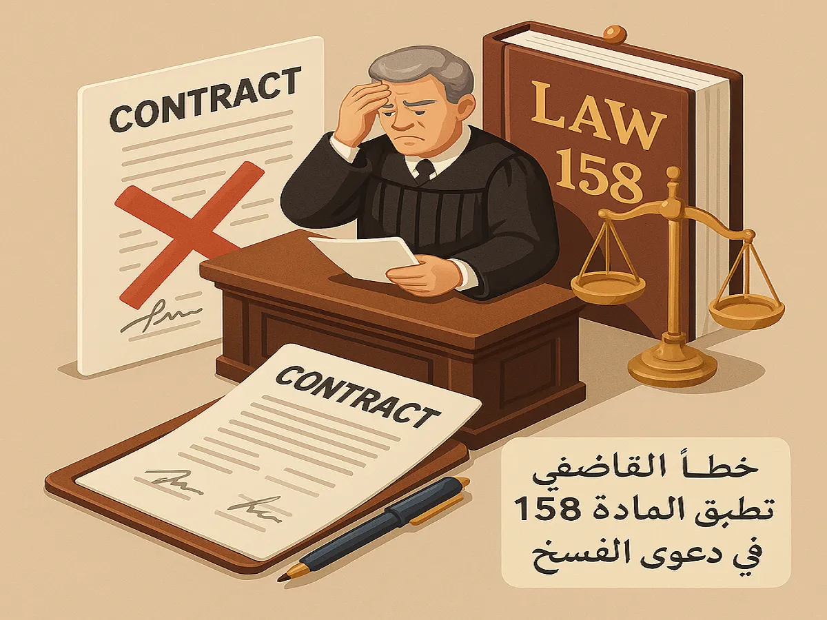 خطأ القاضي في تطبيق المادة 158 مدني في دعوى الفسخ الاتفاقي