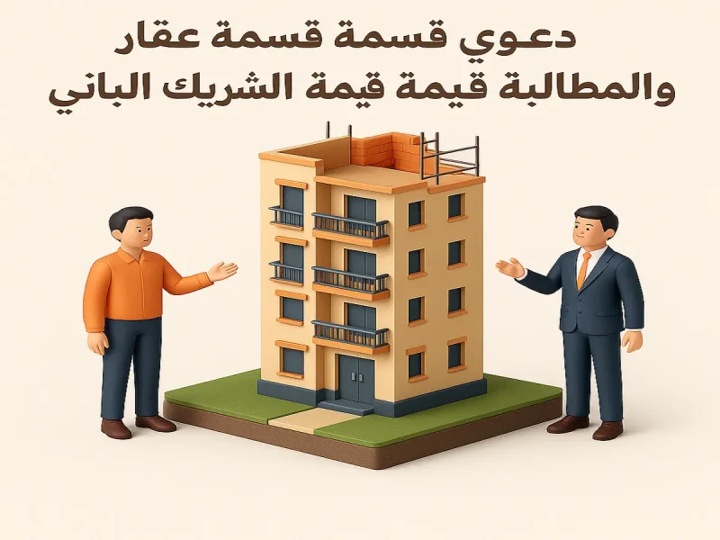 المطالبة بنصف قيمة المباني من الشريك الباني مشاعا