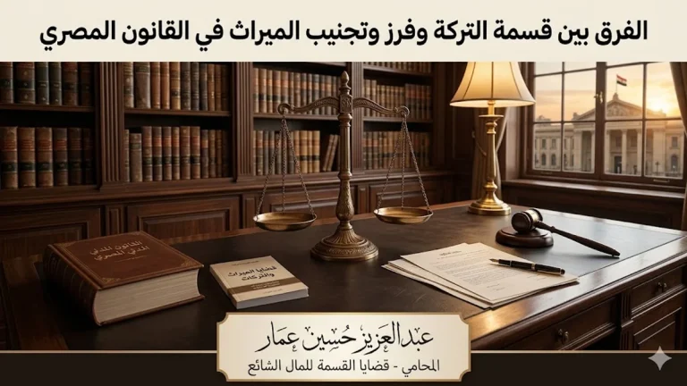 الفرق بين قسمة التركة وفرز وتجنيب الميراث في القانون المصري