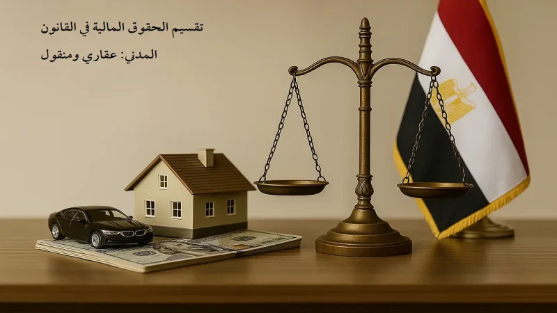 تقسيم الحقوق المالية في القانون المدني عقاري ومنقول