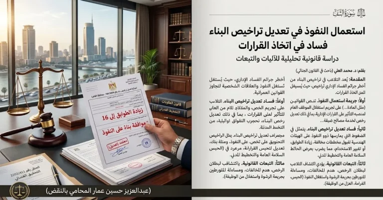 استعمال النفود في تعديل تراخيص البناء- فساد في اتخاذ القرارات