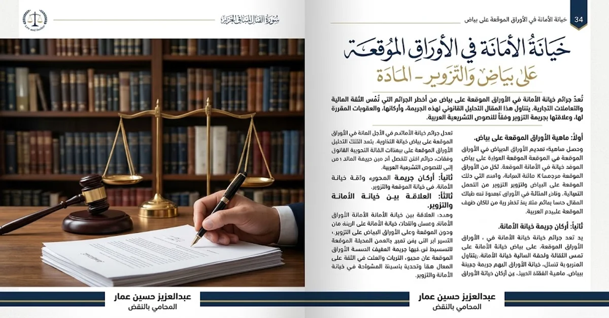 خيانة الأمانة في الأوراق الموقعة على بياض: الفرق عن التزوير والإثبات