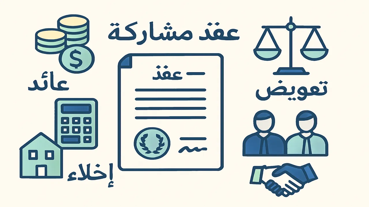 التعويض عن عقد المشاركة وحساب عائد الشركاء ومصاريف التشغيل في القانون المصري 2025