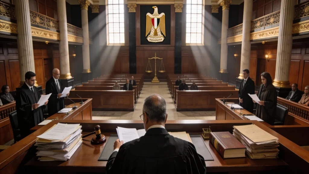 قاعة محكمة النقض أثناء نظر نقض 15973 لسنة 86 حول إغفال طلب مقابل الانتفاع ومخالفة الثابت بالأوراق في دعوى الطرد للغصب