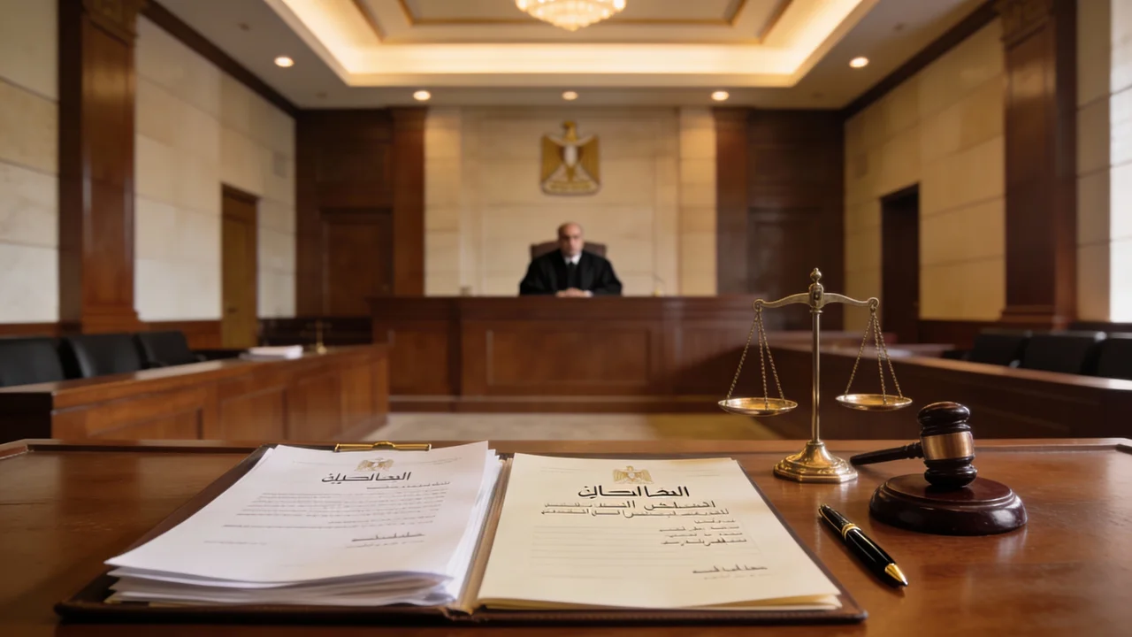 صورة ملف نقض 21521 لسنة 93-تثبيت الملكية بوضع اليد داخل قاعة محكمة النقض المصرية مع ميزان عدالة ومستندات قانونية مختومة