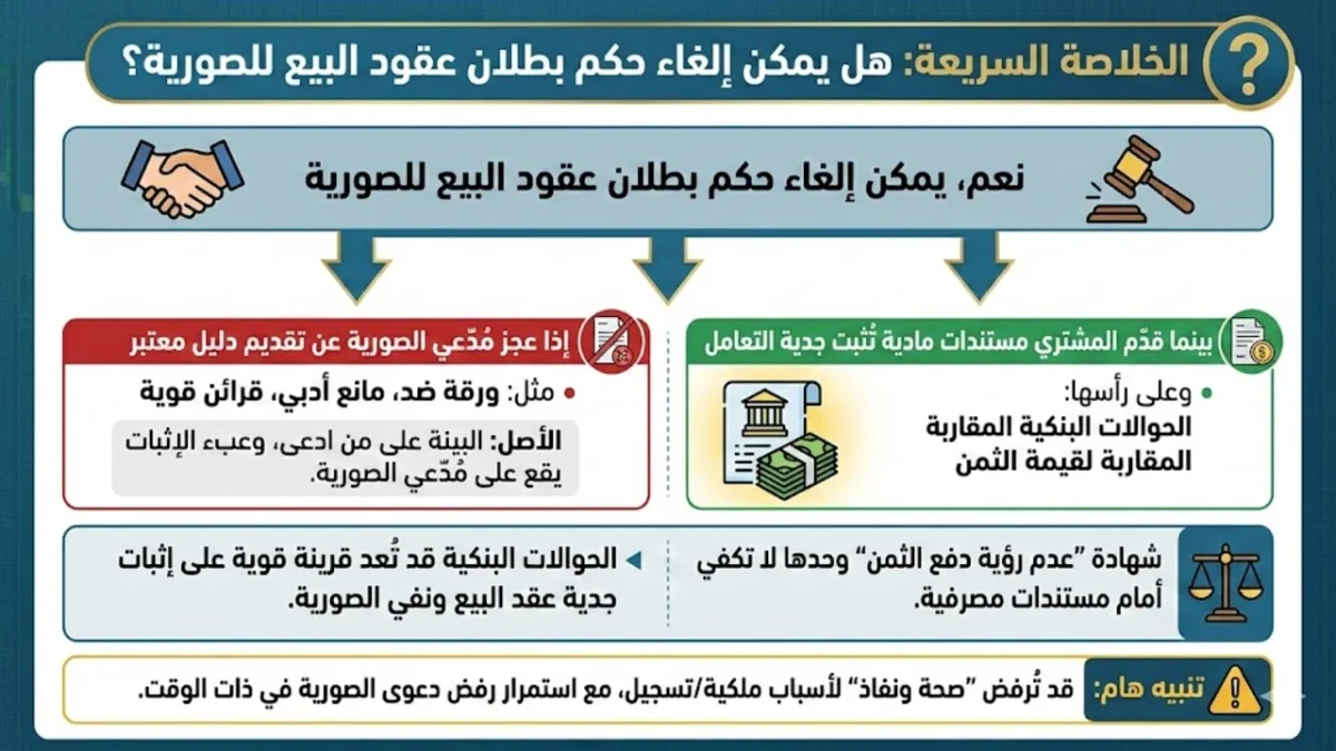 خريطة إثبات جدية عقد البيع وإسقاط دعوى الصورية