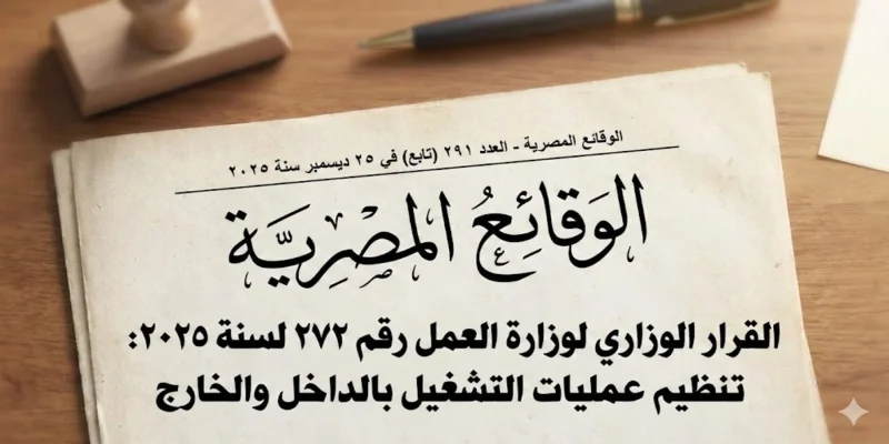 شرح قرار وزير العمل 272 لسنة 2025 لتنظيم التشغيل بالداخل والخارج وأهم أحكامه قرار وزير العمل 272 لسنة 2025 لتنظيم التشغيل بالداخل والخارج وأهم أحكامه
