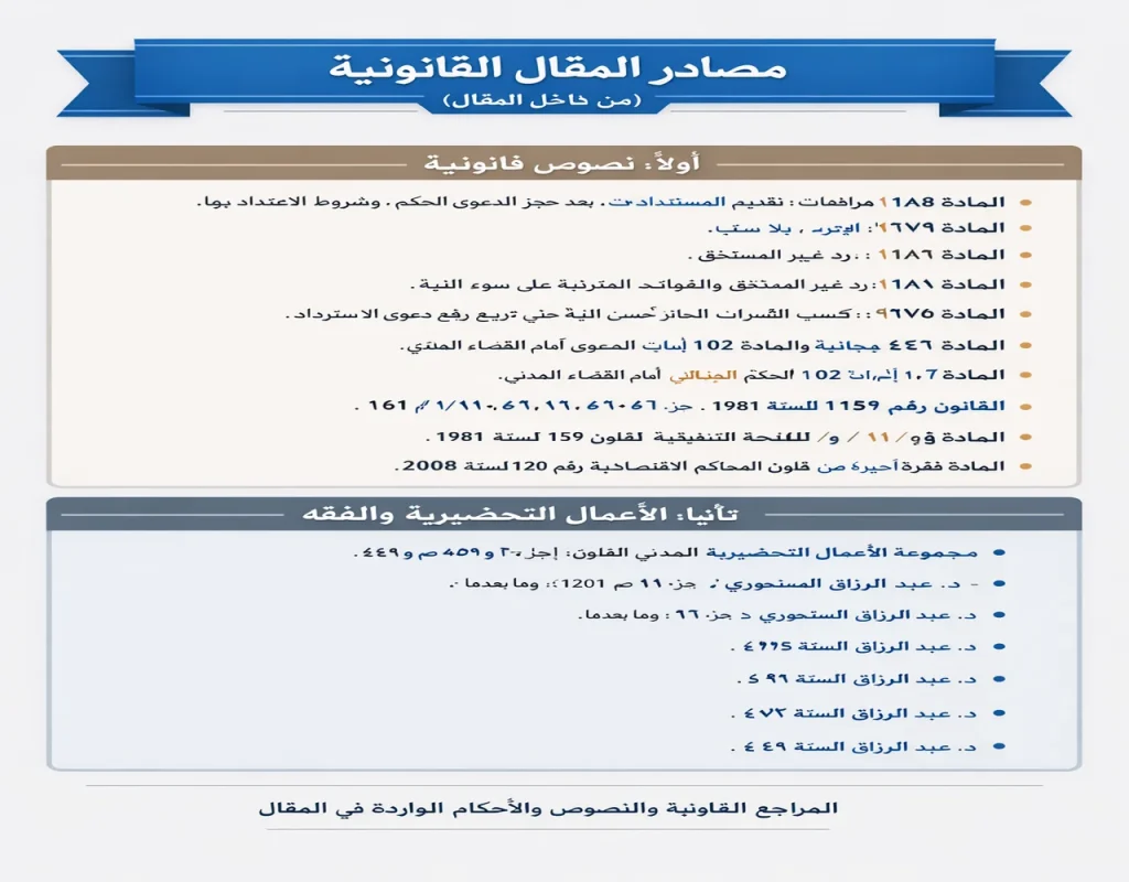 مصادر بحث استرداد قيمة شيكات الضمان القانونية