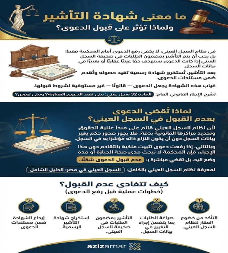 شهادة التأشير في السجل العيني شرط أساسي لقبول دعوى الملكية شهادة التأشير في السجل العيني وأسباب عدم قبول دعوى تثبيت الملكية