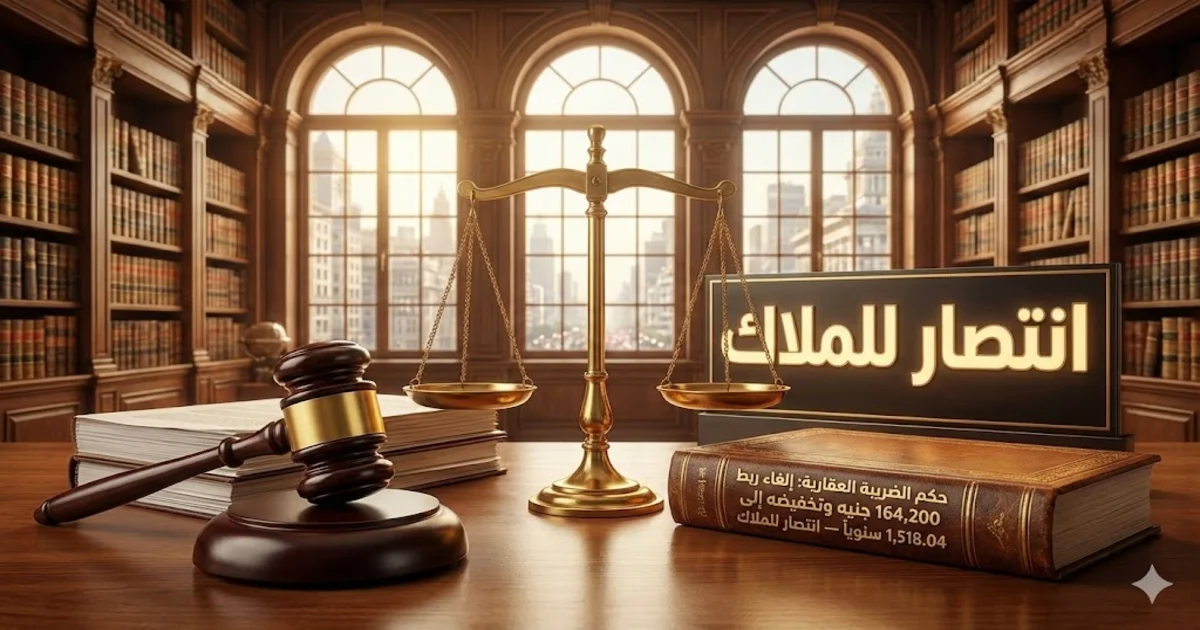 حكم الضريبة العقارية إلغاء ربط 164200 جنيه وتخفيضه إلى 1518.04 سنويا — انتصار للملاك حكم الضريبة العقارية إلغاء ربط 164,200 جنيه وتخفيضه إلى 1,518.04 سنويا — انتصار للملاك