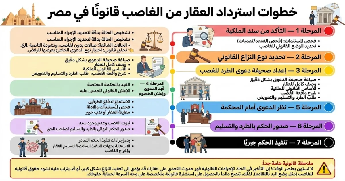 خطوات استرداد العقار من الغاصب قانونًا في مصر خطوات استرداد العقار من الغاصب قانونًا في مصر