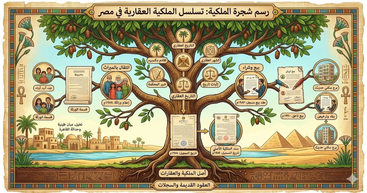 شجرة الملكية - تسلسل الملكية العقارية في مصر