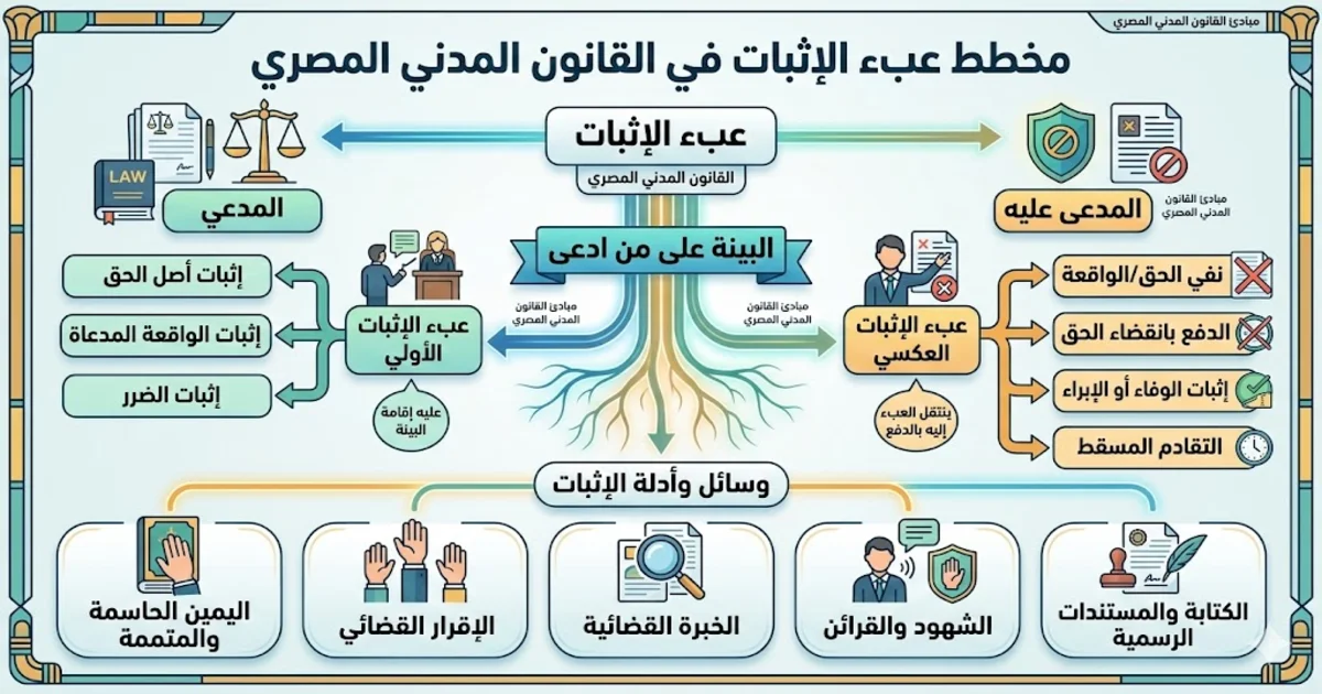 مخطط عبء الإثبات - عبء الإثبات في القانون المدني المصري