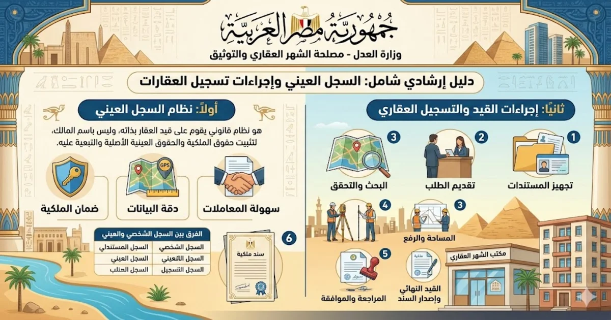 السجل العيني في مصر وإجراءات القيد والتسجيل العقاري
