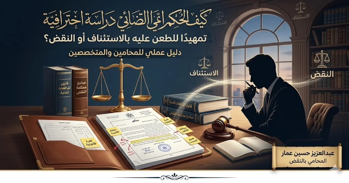 كيف دراسة الحكم القضائي المدني دراسة احترافية تمهيدًا للطعن عليه بالاستئناف أو النقض