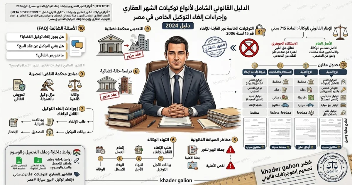 أنواع توكيلات الشهر العقاري وإجراءات إلغاء التوكيل الخاص بمصر