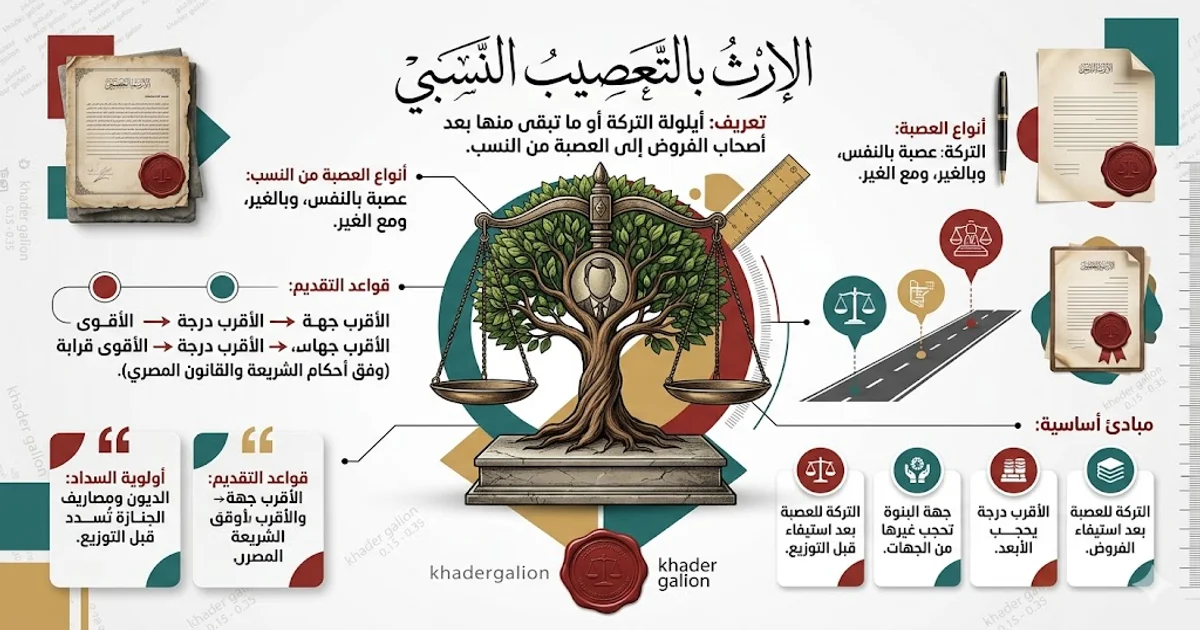 الإرث بالتعصيب النسبي وأيلولة التركة وما تبقى منها بعد أصحاب الفروض