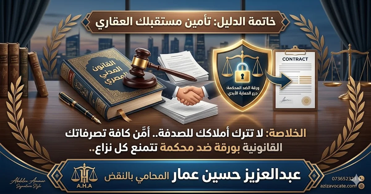 تامين مستقبلك العقارى مع عبدالعزيز عمار المحام بالنقض