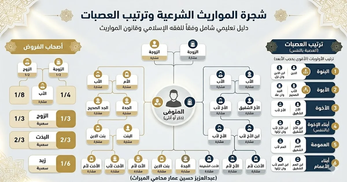 شجرة المواريث الشرعية وترتيب العصبات