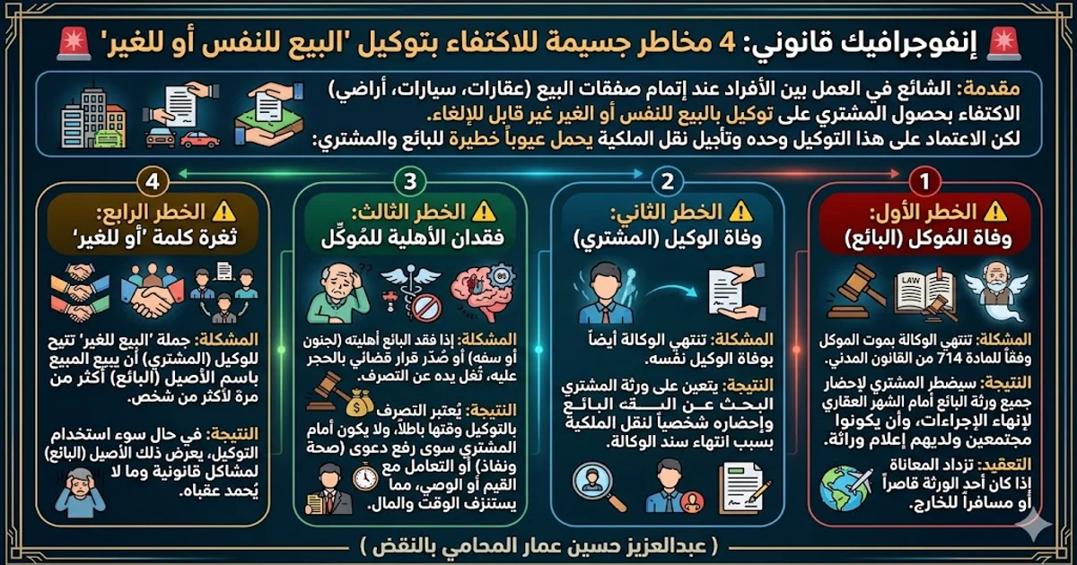 مخاطر جسيمة للاكتفاء بتوكيل البيع للنفس أو للغير