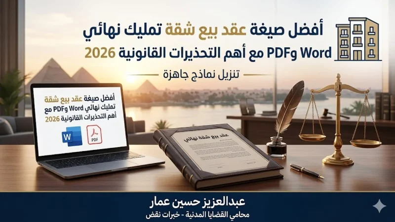 صيغة عقد بيع شقة تمليك نهائي Word وPDF مع التحذيرات
