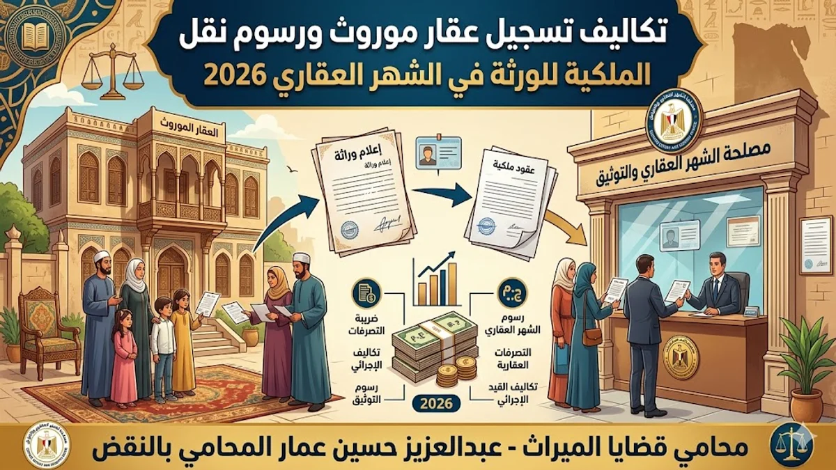تكاليف تسجيل عقار موروث ورسوم نقل الملكية للورثة في الشهر العقاري 2026