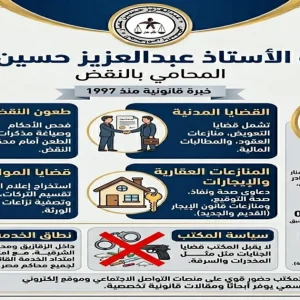 خدمات مكتب الأستاذ عبدالعزيز حسين عمار